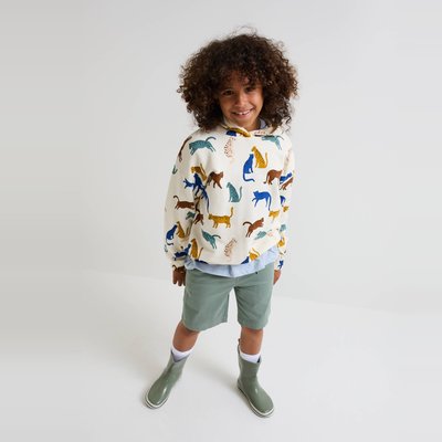 Sweat molleton col rond imprimé en coton BIO MONOPRIX