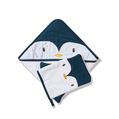 Coffret cape de bain + gant Pingouin VERTBAUDET