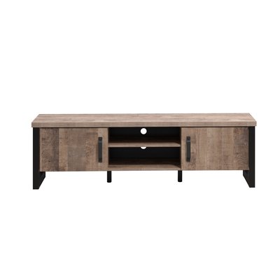 Meuble TV 2 portes, 2 niches et 2 ouvertures passe-câbles L166 cm - EMILE CALICOSY