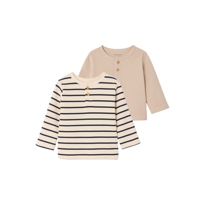 Lot de 2 T-shirts manches longues nid d'abeille VERTBAUDET