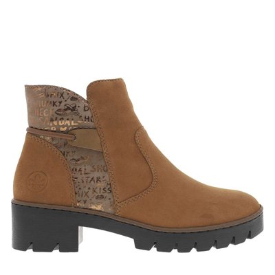 Boots bleu marine en nubuck sur l'empeigne et imprimé écriture RIEKER