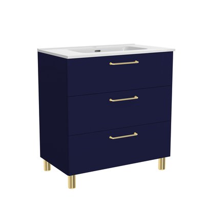 Meuble de salle de bain 80 cm a poser bleu Kobo+ vasque ALLIBERT