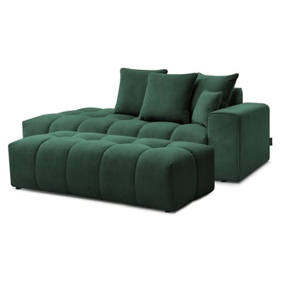 Canapé droit fixe 5 places en velours avec pouf, MONT-BLANC BOBOCHIC