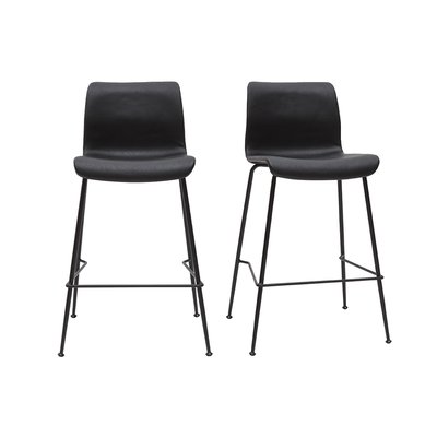 Tabourets de bar fixes pieds métal noir H65 cm (lot de 2) HAROLD MILIBOO