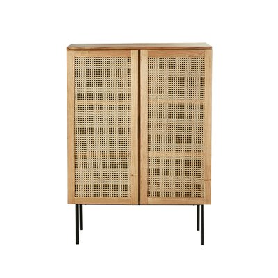 Armoire 2 portes en bois bassif et cannage  AUBIN BERAH GETAH