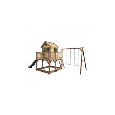 AXI Classic Liam Maisonnette avec Balancoire Double Marron vert Toboggan Gris AXI HOUSE