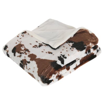 Plaid Vache - 130 x 160 cm  et marron ATMOSPHERA