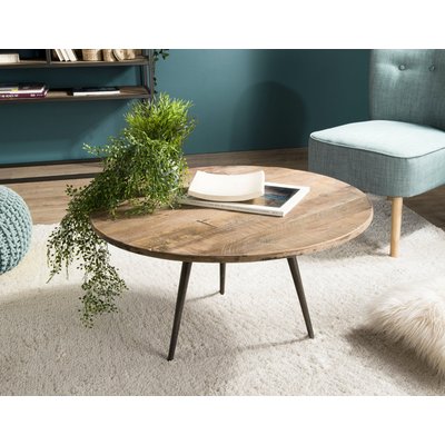 Table d'appoint ronde teck recyclé métal GM SWING PIER IMPORT