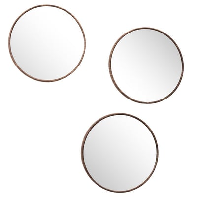 Lot de 3 miroirs diam 26 effet bois DECORATIE