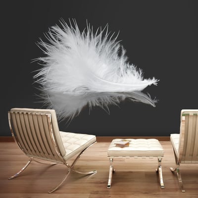 Papier peint intissé panoramique Animaux White feather EDEN