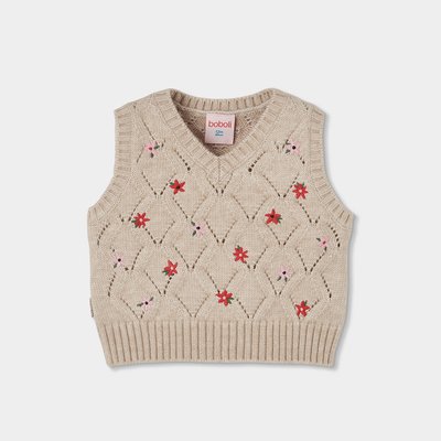 Gilet fille brodé de fleurs BOBOLI