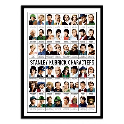 Affiche d’art et cadre noir 30 x 40 cm - Stanley Kubrick characters - Olivier Bourdereau WALL EDITIONS