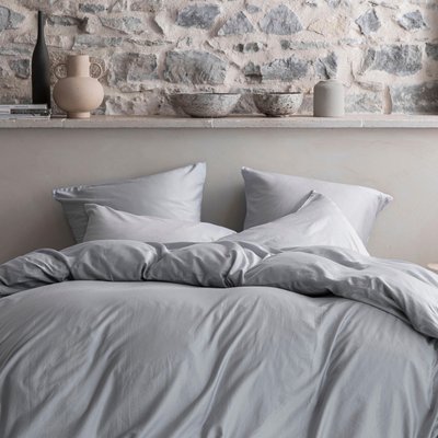 Housse de couette en satin de coton lavé, NUIT SATINÉE BLANC CERISE