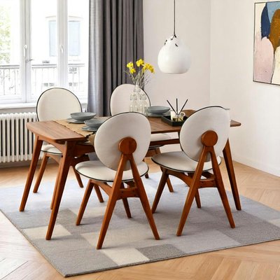 Ensemble salle à manger vintage - 4 chaises écrues SITIA PIER IMPORT