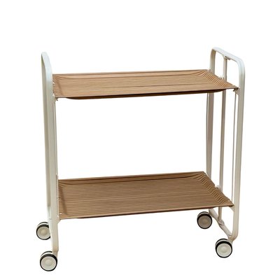 Table roulante pliante  BAUHAUS châssis blanc, 2 plateaux DON HIERRO
