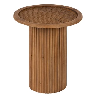 Table d'appoint ronde en bois et rotin 40x40x44.5cm WADIGA