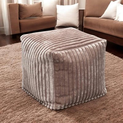 Pouf carré velours grosses côtes camel VISBY PIER IMPORT