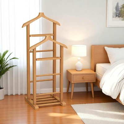 Valet de chambre double - bois clair, vide-poches SITIA PIER IMPORT