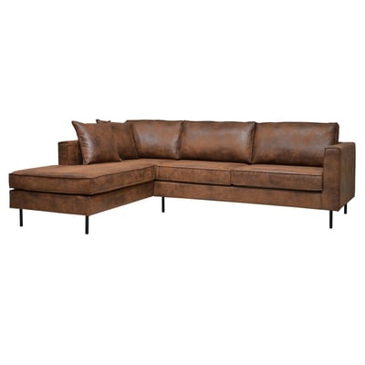 Canapé d'angle microfibre aspect cuir vieilli Pittsburgh CAMIF