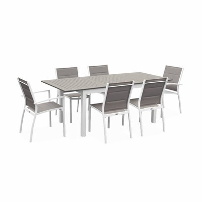 Table de jardin extensible aluminium 4 chaises 2 fauteuils CHICAGO 210 SWEEEK