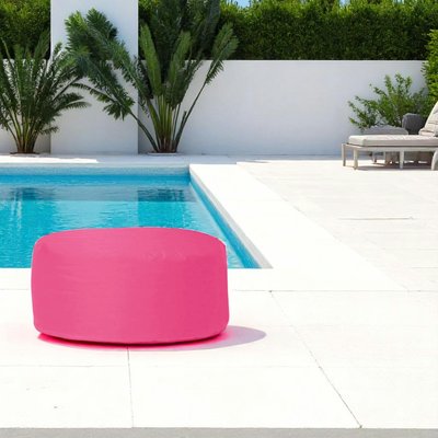 Pouf extérieur imperméable rose - forme ronde ARTA PIER IMPORT