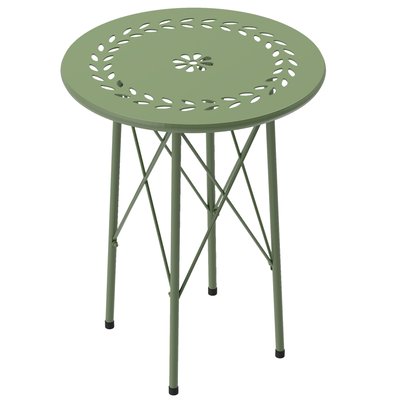Table d'appoint de jardin - dia. 40 x 50H cm - acier époxy vert OUTSUNNY