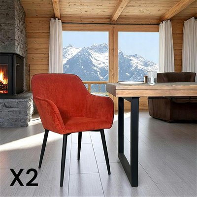 Fauteuil de table tissu cotelé terracotta (lot de 2) MALMOE PIER IMPORT