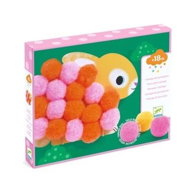 Coffret activités de collages de pompons Animaux et ronds pompons DJECO
