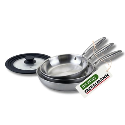 Set de 3 poêles 20/24/28 cm avec 1 couvercle universel VITA3 FACKELMANN