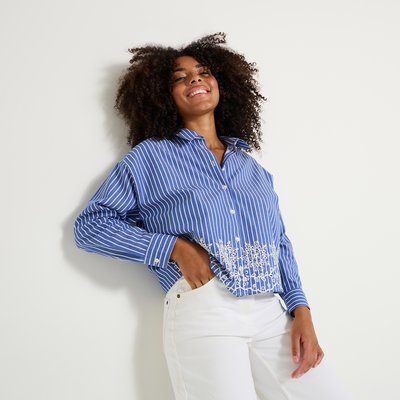 Chemise rayée à broderies GRAIN DE MALICE