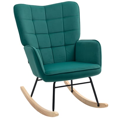 Fauteuil à bascule Velous Vert foncé HOMCOM