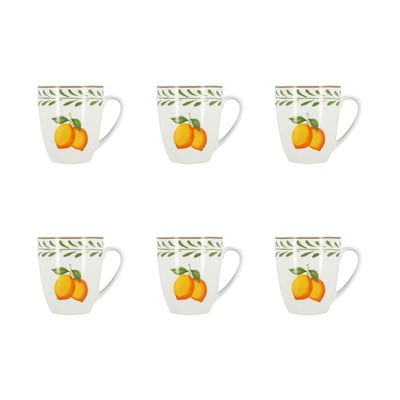 Lot de 6 mugs 35cl en porcelaine, LEMON NOVASTYL