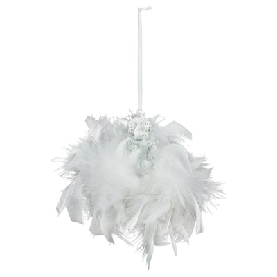 Suspension de noël plumes ange sur couronne ATMOSPHERA