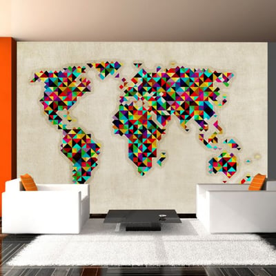 Papier peint intissé panoramique Carte du monde World Map - a kaleidoscope of colors EDEN