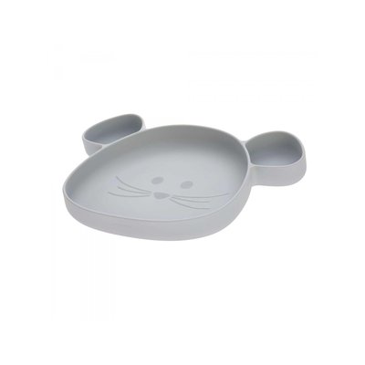Assiette à compartiments en silicone Little Chums Souris gris LASSIG