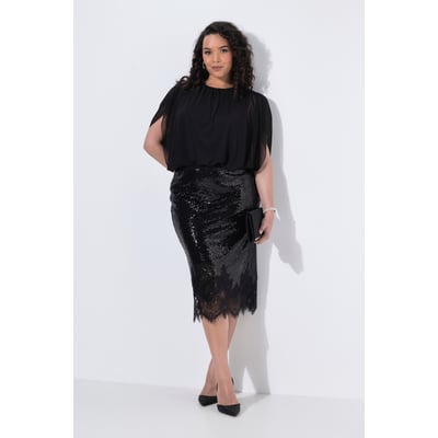 Jupe midi à paillettes, coupe Slim Fit ULLA POPKEN