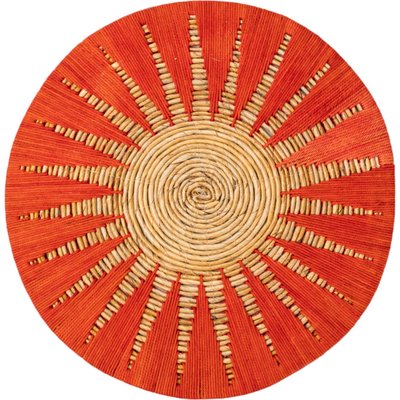 Décoration murale macramé et fibre style soleil naturel coral RECOLLECTION