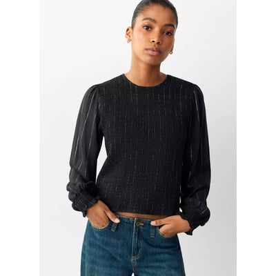 Blouse à motif nid d'abeille en fil métallisé MANGO TEEN
