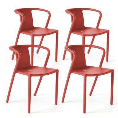Lot de 4 fauteuil de jardin design en plastique, BERLIN OVIALA