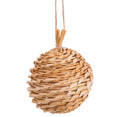 Boule de Noël en paille tressée 7.5x7.5x10cm WADIGA