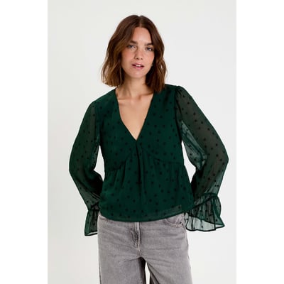 Blouse brodée volantée CACHE CACHE