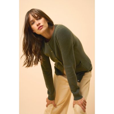 Cardigan Col Rond Kaki Katharine JUST CASHMERE