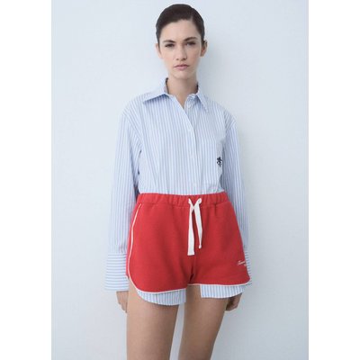 Chemise popeline rayures avec message brodé MANGO