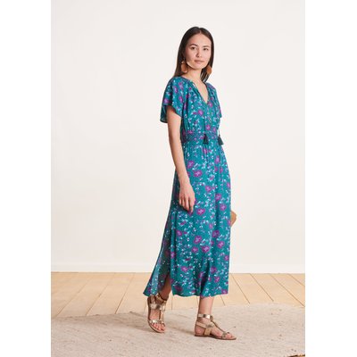 Robe longue cintrée manches courtes à imprimé LA FEE MARABOUTEE