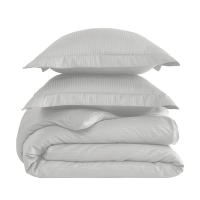 Parure housse de couette rayée satin + 2 taies 50x70 cm VERSAILLES SENSEI MAISON