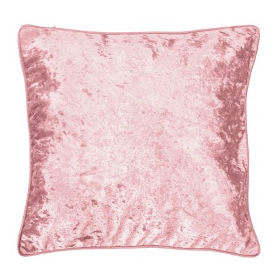 Housse de Coussin + Zippé avec encart Velours Uni Rose 40 x 40 cm DOUCEUR D'INTÉRIEUR