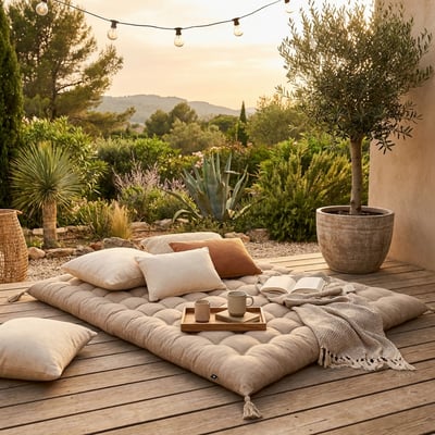 Matelas de sol 60x120 cm Coton Dahlia Ficelle EDEN