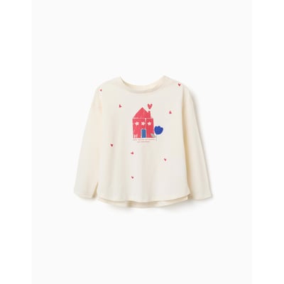 T-shirt en coton à manches longues avec imprimé maison ZIPPY