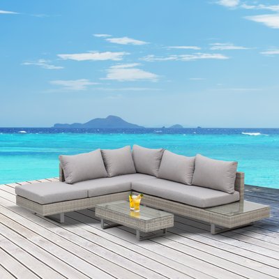 Ensemble salon de jardin d'angle 5 places design contemporain OUTSUNNY