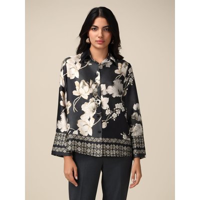 Chemise en satin à fleurs avec bords à imprimé foulard OLTRE